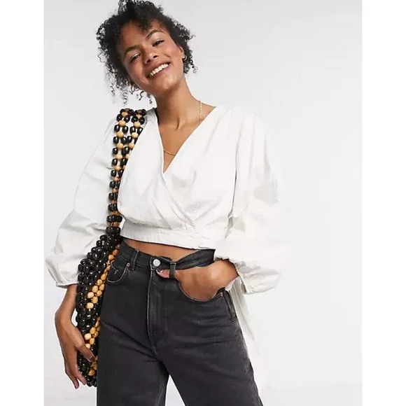 Free People Cream Wrap Blouse - Picture 2 of 14